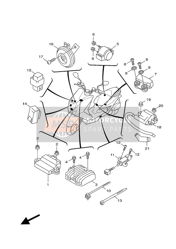 3LD825664100, Switch, Side Stand, Yamaha, 3